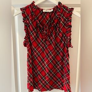 Almost new size M Vineyard Vines sleeveless red tartan/plaid sleeveless blouse